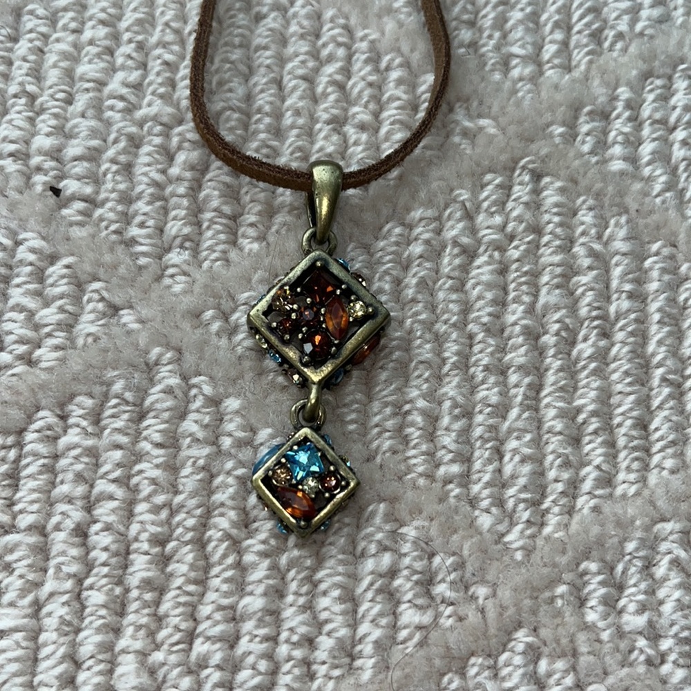 NWT Lia Sophia leather crystal necklace